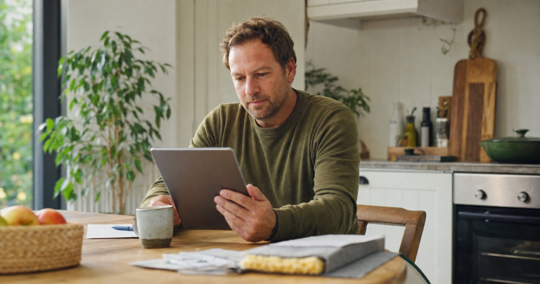 Bewoner leest informatie over isolatiesubsidie